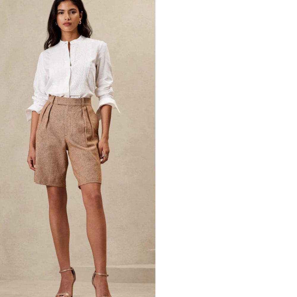 NWT - Banana Republic Factory Linen Blend Bermuda Shorts - Size 12